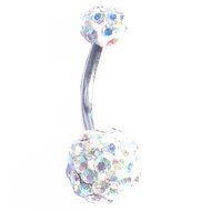 Dedegui Silver Bar Crystal Gems Bling 14g Belly Button Navel Ring Body Piercing Jewelry (Blue and Clear) N4