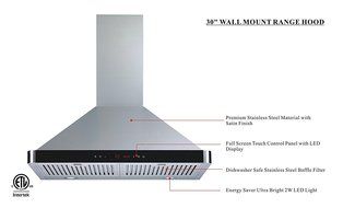 30" 450 CFM Ducted Wall Mount Range Hood N2