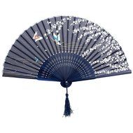 JETTINGBUY Chinese Carved Hand Folding Fan Wooden Printing N3