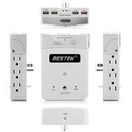 BESTEK 6-Outlet Wall Mount Surge Protector with 5.2A 4 USB Charging Station and Phone Charging Dock N2