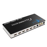 Goronya HDMI Matrix Splitter/HDMI Switch | 4 in 2 out with Optical &amp; L/R Audio Output | HDMI Selector/Converter...