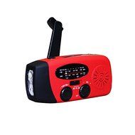 Sminiker Solar Self Powered Portable Hand Crank Emergency Radios, AM/FM/NOAA Weather, Emergency Flashlight (Red) N13