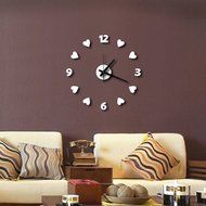 MuLuo Love Hearts Number Wall Clock DIY Acrylic Wall Stickers Watches Home Decor Clock red