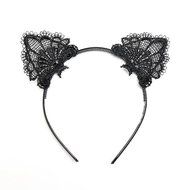 Women Girls Kids Cat Black Kitty Lace Costume Ear Hair Head Band Prop Party New