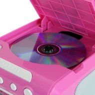 Hello Kitty KT2053 A AM/FM Stereo Alarm Clock Radio with Top Loading CD Player, 6 inch Red LED Display with Dimmer