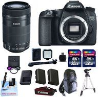 Canon 70D Body Only + Canon 55-250mm IS STM + 2 32GB Transcend SD Memory Cards + LED Video Light + Spare LP E6...