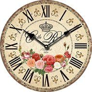 Eropean Vintage Antique Wood Wall Clocks Home Decor Flower Roman Numerals Decorative Quartz Wall Clock