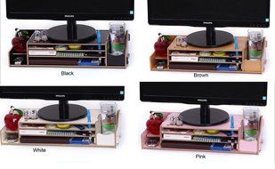 Adjustable 3 Tiers Monitor Stand Computer Monitor Riser Cradle Desk Organizer (Black) N7