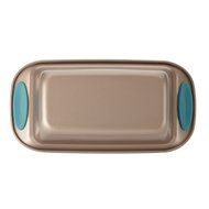 Rachael Ray Cucina Bakeware 2-Piece Loaf Pan, Latte Brown, Agave Blue Handle Grips N2