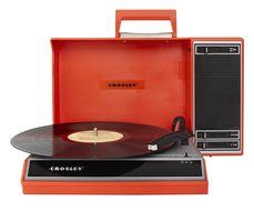 Crosley CR6016A-RE Spinnerette Portable USB Turntable with Software for Ripping and Editing Audio, Red N5