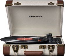 Crosley CR6019A-LI Plug in and Play Executive Portable USB Turntable Record Player with Software - Linen