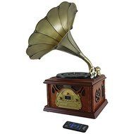 New PYLE PRO PTCDCS32BT Retro-Style Bluetooth Turntable Phonograph with Acoustic Horn, Vinyl to MP3 Recording...