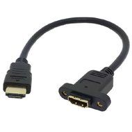 AFUNTA HDMI A 1.4 19pin Male to HDMI A Type Female Extension Cable with Screw Hole 30cm Can Lock Panel Mount Cable