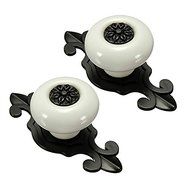 Idealdecor 2pcs Vintage Matted Black Base Ceramic Door Knobs Drawer Pull Handle Cabinet Cupboard Wardrobe Hardware...