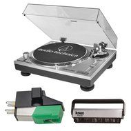 Audio Technica AT-LP120-USB Direct-Drive Professional Turntable (Silver) w/ Knox Carbon Fiber Brush &amp; Additional...