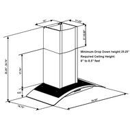 AKDY 36" Stainless Steel AZ668A-90 Push Button Wall Mount Range Vent Hood. N3