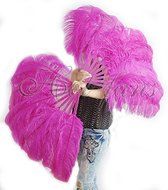 Hot-fans Single Layer Ostrich Feather Fan 24&quot;x 41&quot;for Pair,Hot Pink