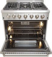 Kucht KRD366F 36" Dual Fuel Freestanding Range with 6 Burners, in Stainless Steel N2