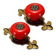 Idealdecor 2pcs Vintage Matted Black Base Ceramic Door Knobs Drawer Pull Handle Cabinet Cupboard Wardrobe Hardware... N3