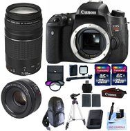 Canon EOS T6s + Canon EF 75-300mm III Lens + Canon 50mm STM + 2 32GB Transcend SD Memory Cards + LED Video Light...