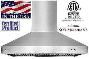 XtremeAir UL03-W36 Wall Mount Range Hood with 900 CFM Baffle Filters/Grease Drain Tunnel, 36" N3