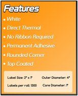 1 Inch Core - 2 x 1 Zebra Compatible Direct Thermal Labels 4 Rolls for Zebra Desktop Printer GC420d GC420t GK420d... N3