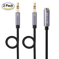Besign 2-Pack 3.5mm Female to 2 Male Headphone Mic Audio Y Splitter Cable with Separate Headphone / Microphone... N27