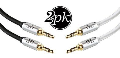 2X 3.5mm Aux Cord ( 2.5 meter / 8 Feet each ) Universal Durable Auxiliary Cable for Car - Flexible PVC with Limited... N4