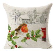Pillow Cover,Haoricu Vintage ChristmasChristmas Linen Square Throw Flax Pillow Case Decorative Cushion Pillow... N8