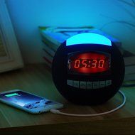 Raynic Dual Alarm Clock Radio|Wireless Bluetooth Speaker w/ USB Charging Port, Multi-Color LED Night Light, Snooze...