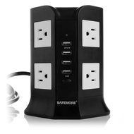 Safemore Smart 8-Outlet with 4-USB Output Power Strip (Black and White) N2