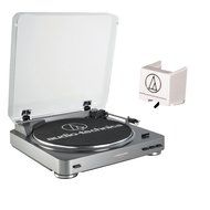Audio Technica AT-LP60USB Black Turntable + Replacement Stylus ATN3600L K&amp;M Cloth (2 items)