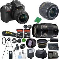 Nikon D3400 24.2 MP CMOS Digital SLR, NIKKOR 18-55mm f/3.5-5.6 Auto Focus-S DX VR, Tamron 70-300mm DI LD Zoom,...