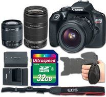 Canon T6 DSLR Camera Body With 18-55mm f/3.5-5.6 IS II Lens + 55-250mm f/4-5.6 IS II Lens Kit Bundle - International...