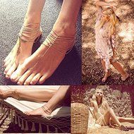 Beach Pretty MultiChain Tassel Toe Ring Ankle Bracelet Chain Link Foot Jewelry