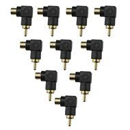 Ocr TM Right Angle Shaped RCA Male to RCA Female Connector Adapter Gold 10 Pack