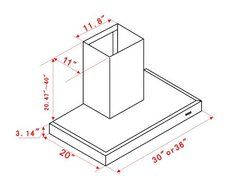 K-star K1003 Wall Mounted Range Hood 30" N2