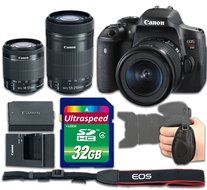 Canon T6i DSLR Camera Body with 18-55mm f/3.5-5.6 IS STM + 55-250mm f/4-5.6 IS STM Kit Bundle - International...