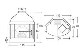 Masonry Wood Burning Fireplace "Tondo 105"