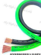 20 ft OFC 1/0 Gauge Oversized 10' GREEN &amp; 10' BLACK Power Ground Wire Sky High Car