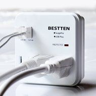 Bestten 3 Outlet Wall Mount Surge Protector with 2 USB Charging Ports (2.4A/Port, Total 3.1A) and Safety Covers... N17