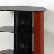WE Furniture 35" Glass Media Storage Tower, Espresso N5