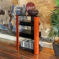 WE Furniture 35" Glass Media Storage Tower, Espresso N6