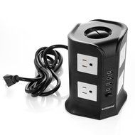 Safemore Smart 8-Outlet with 4-USB Output Power Strip (Black and White) N5