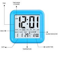 BonyTek Large Digital Alarm Clock With 3 Sets Alarm Clock and Light Activated Night Light, Time, Date,Temperature...