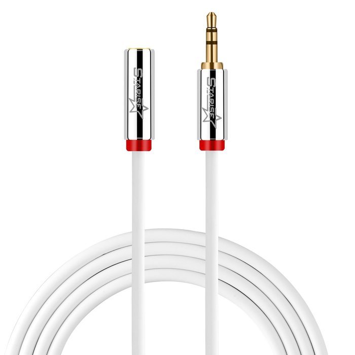 Starise 2 Pack Aux Cable Male to Female 2 Feet- 3.5mm Stereo Audio Extension Cable - Gold Plated Step Down Design... N12