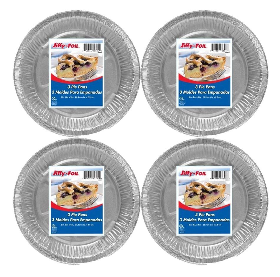 Set of 12 Jiffy Foil Disposable Aluminum 8" Pie Pans (12) N2