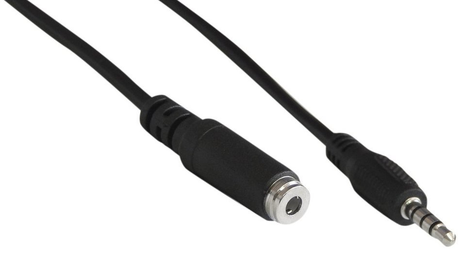 YCS Basics 12 foot 3.5mm male / female 4 conductor (3 ring cable) N6