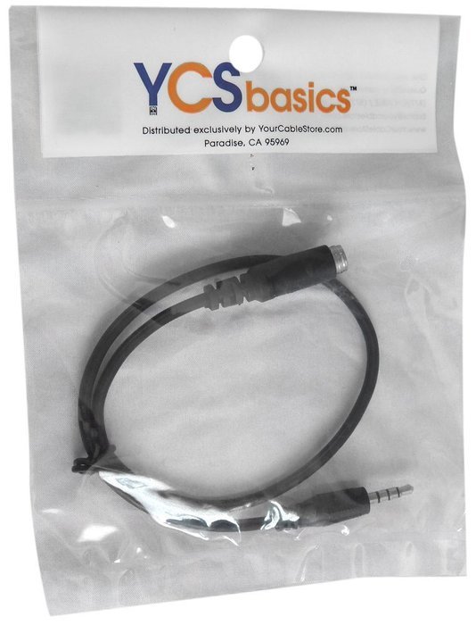 YCS Basics 12 foot 3.5mm male / female 4 conductor (3 ring cable) N7