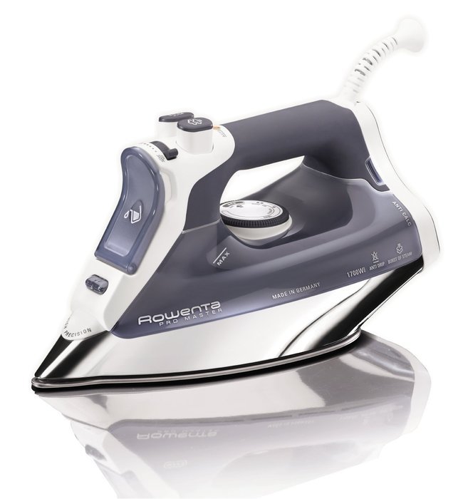 Rowenta DW8080 Pro Master 1700-Watt Micro Steam Iron Stainless Steel Soleplate with Auto-Off, 400-Hole, Blue